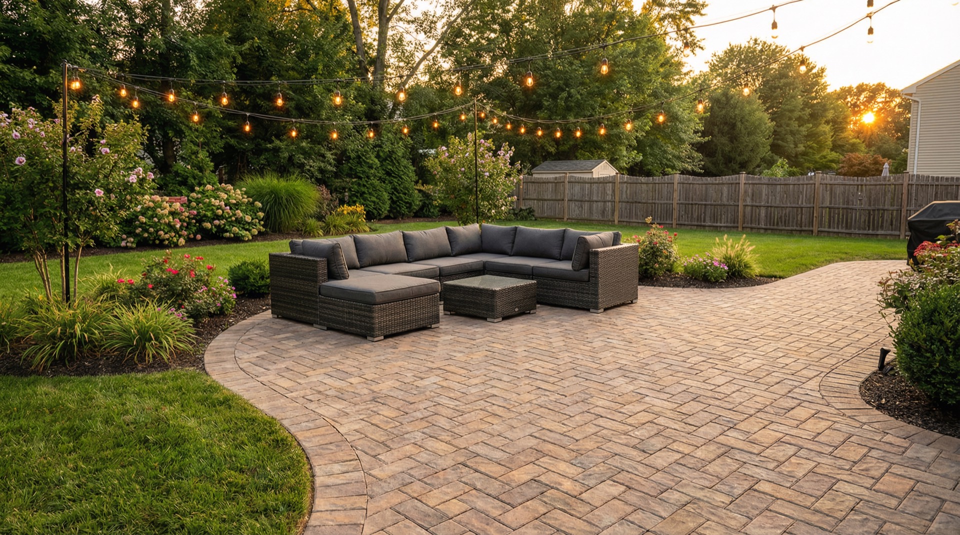 Cambridge Ledgestone patio built by Ocean County Hardscapes