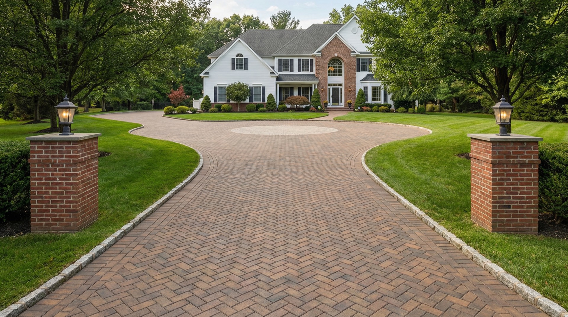 Herringbone paver driveway in Ocean County, NJ