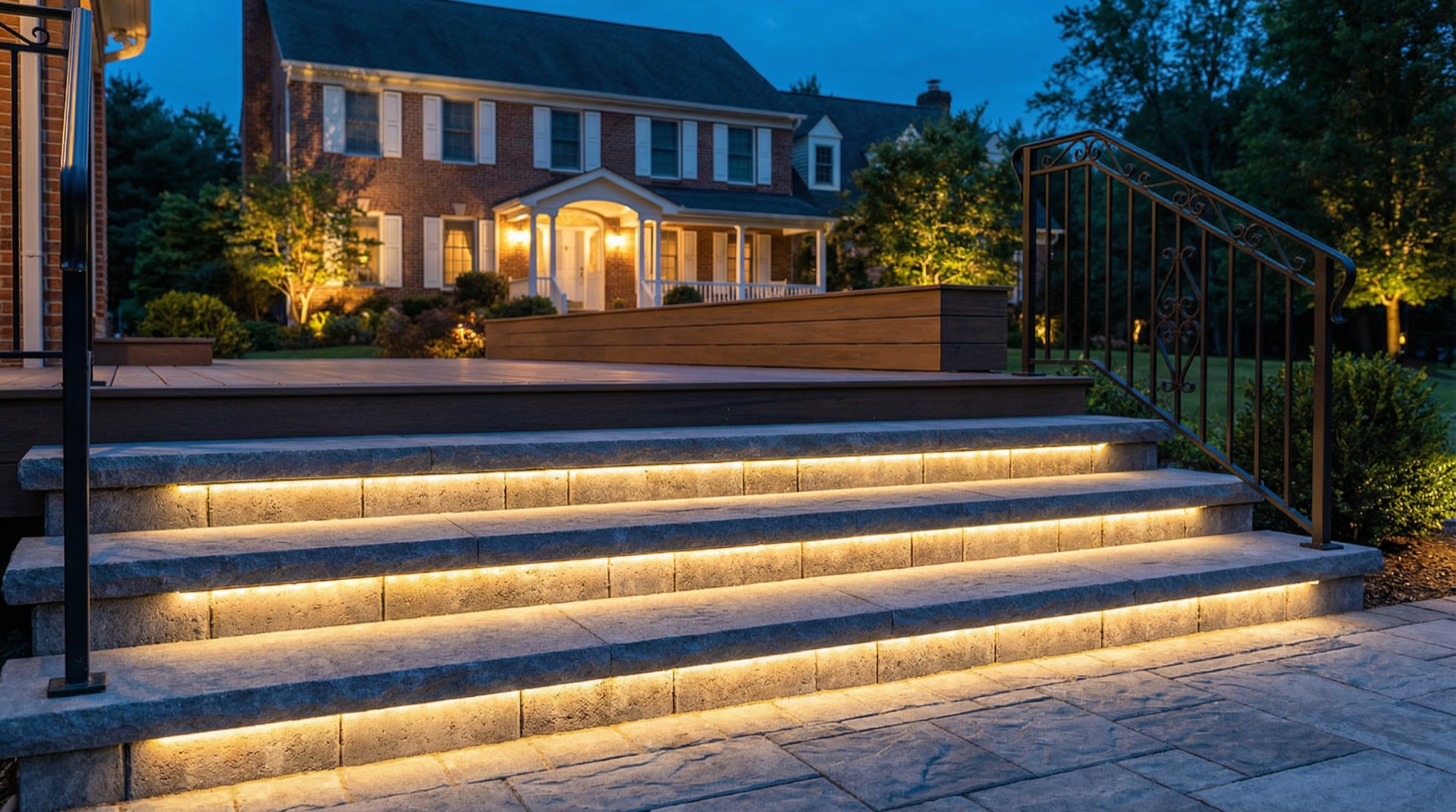 LED Lit Paver Steps